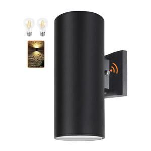 Outdoor Wall Light w/ Dusk to Dawn Sensor Up Down Fixture Black